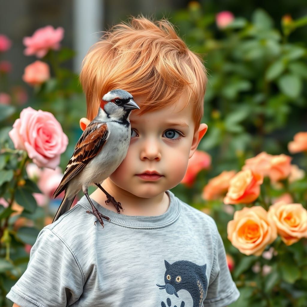 Cute Toddler Boy Surrounded by Nature's Beauty