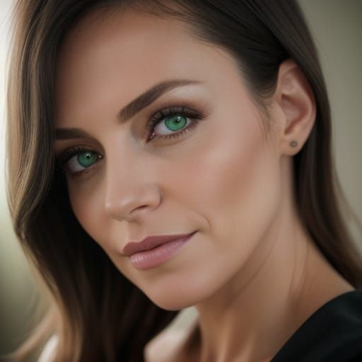 Close Up of Thoughtful Dark Green Eyes in Soft Light