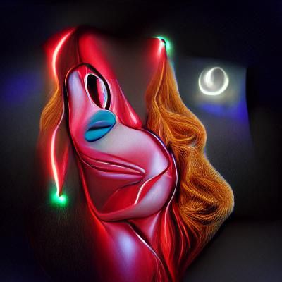 Glamorous Cartoon Woman in Red Dress