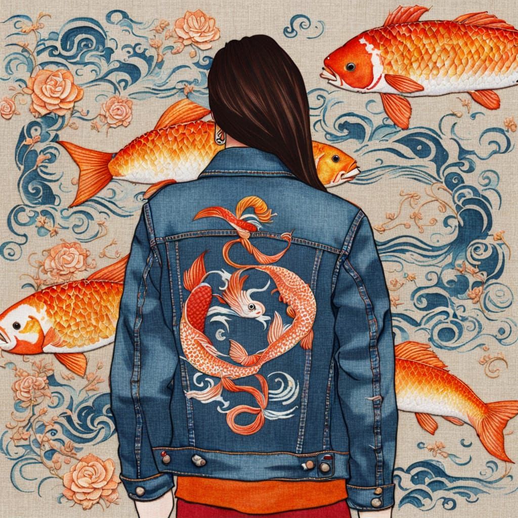 Vibrant Zodiac Embroidery on a Jean Jacket
