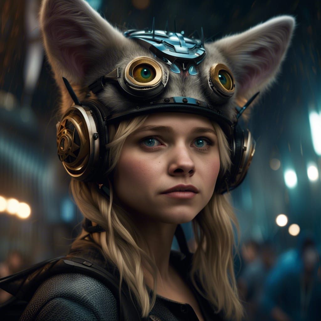 Woman with Cat Ears in Digital Painting