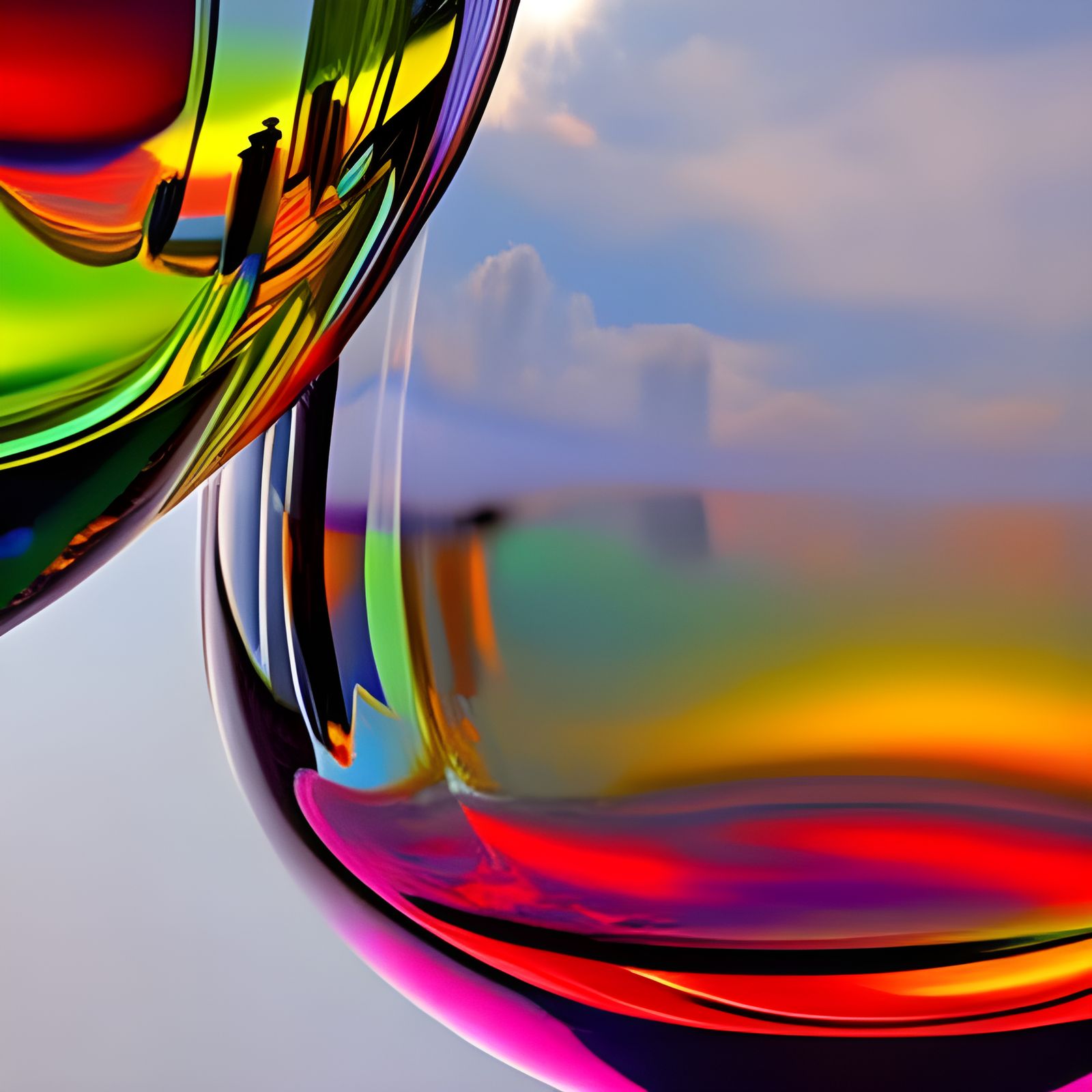 Abstract Rainbow Wine in Glass, Colorful Surreal Art