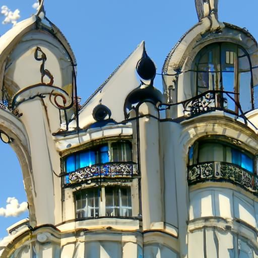Elegant Art Nouveau Design with Blue Sky