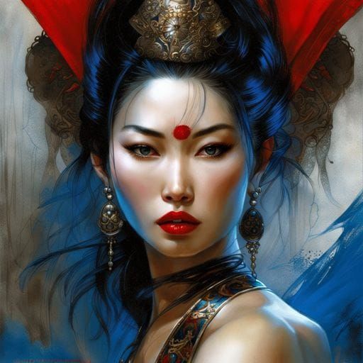 Glamorous Asian Woman as Fantasy Magazine Cover Art