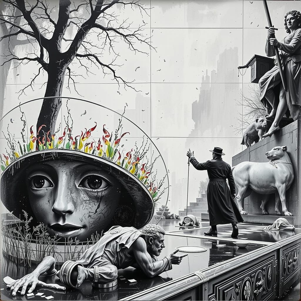 Hyperrealistic Sculpture with Dynamic Lighting and Vivid Col...