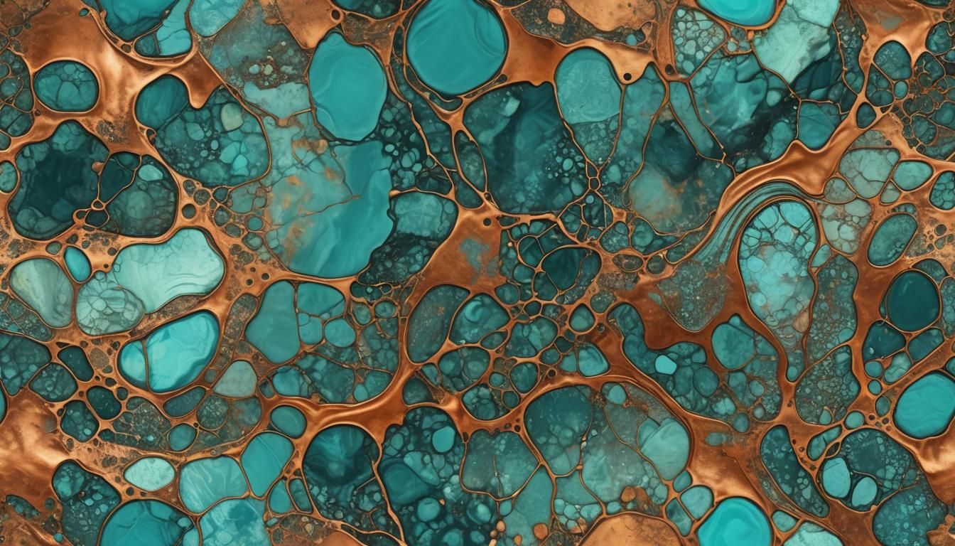 Abstract Alien Landscape in Turquoise and Copper