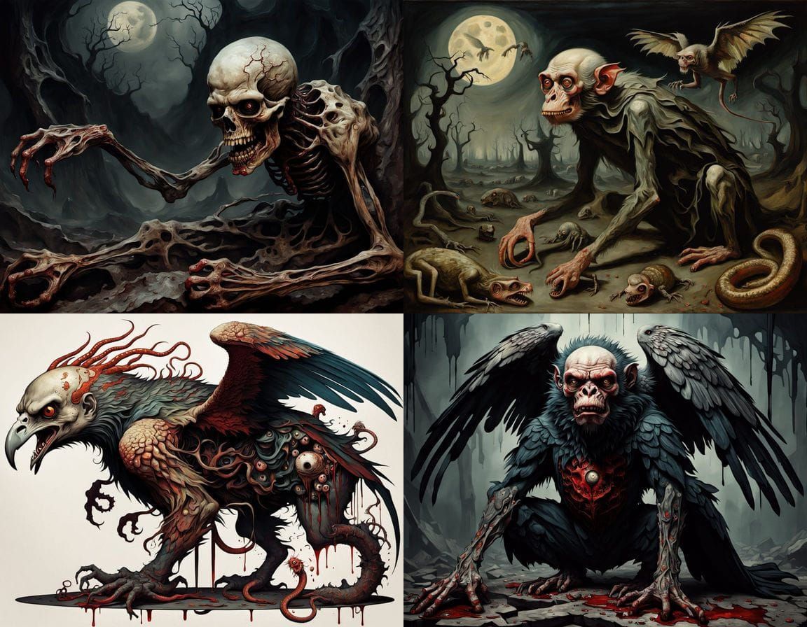 Ukiyo-e Indian Mythical Horror with Surrealist Elements