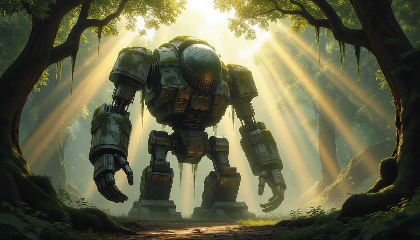 Ancient Automaton in Enchanted Forest