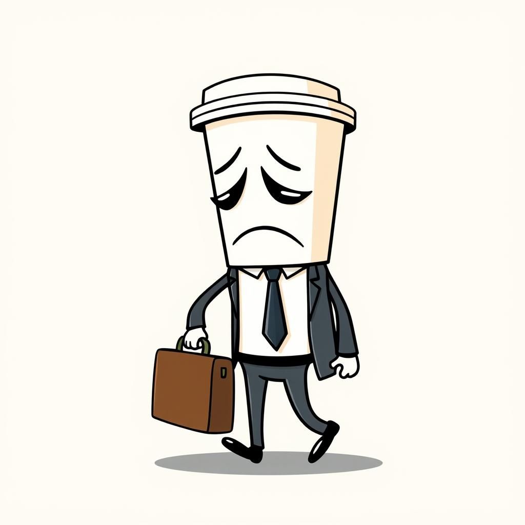Sad Coffee Cup Goes to Work