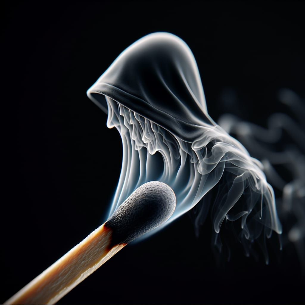 Ethereal Assassin Emerges from Smoke: Macro Photography