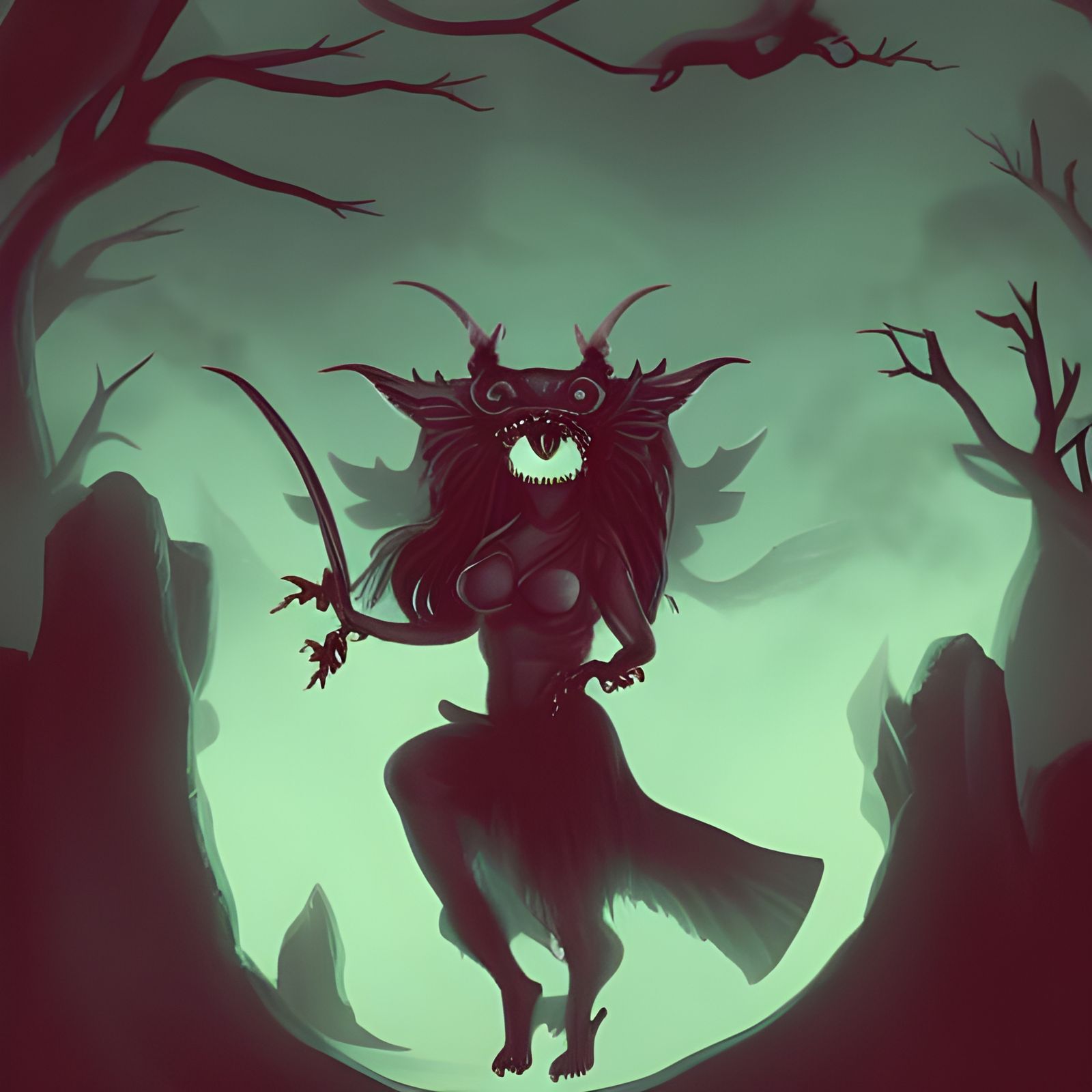 Necromancer Casting Red Demon Mist in Gargoyle Forest