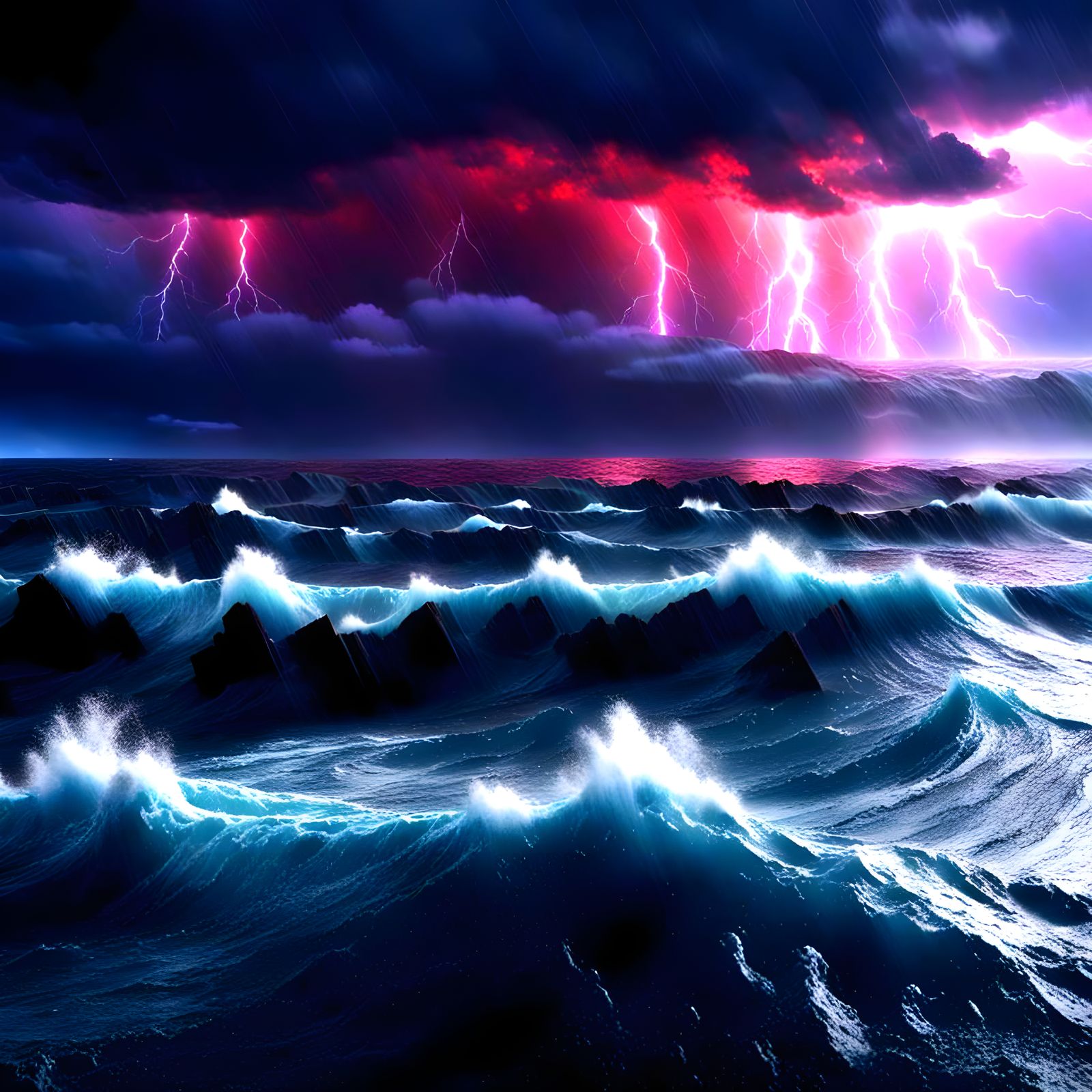 Noah's Ark in a Raging Storm: 3D Render