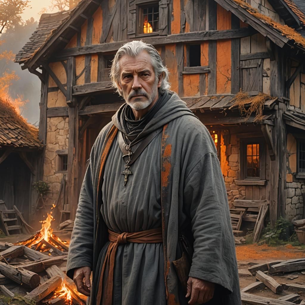 Medieval Man in Emberlight: Fantasy Concept Art