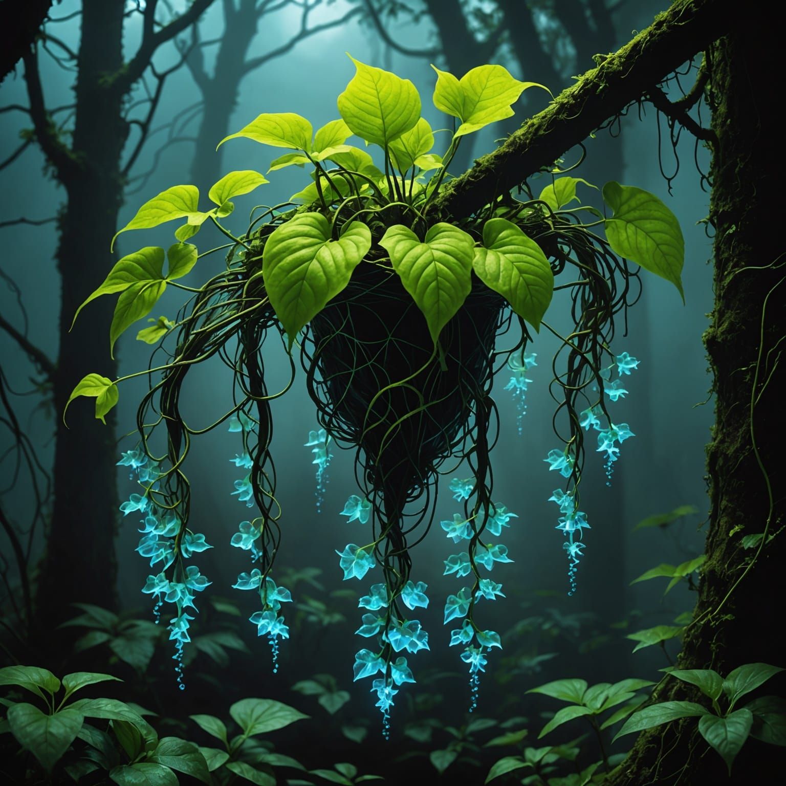 Bioluminescent Alien Vine: Lumivine Nexora