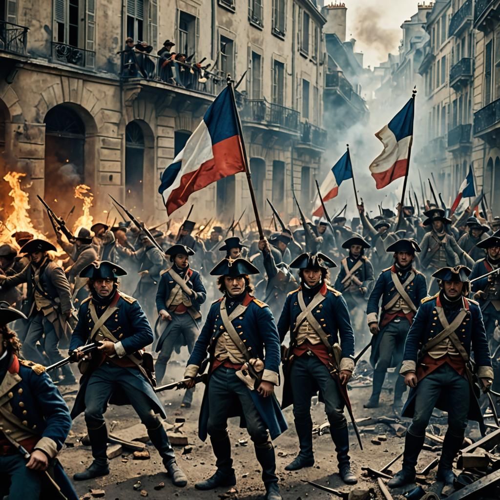 French Revolution Battle Scene: Cinematic Film Still