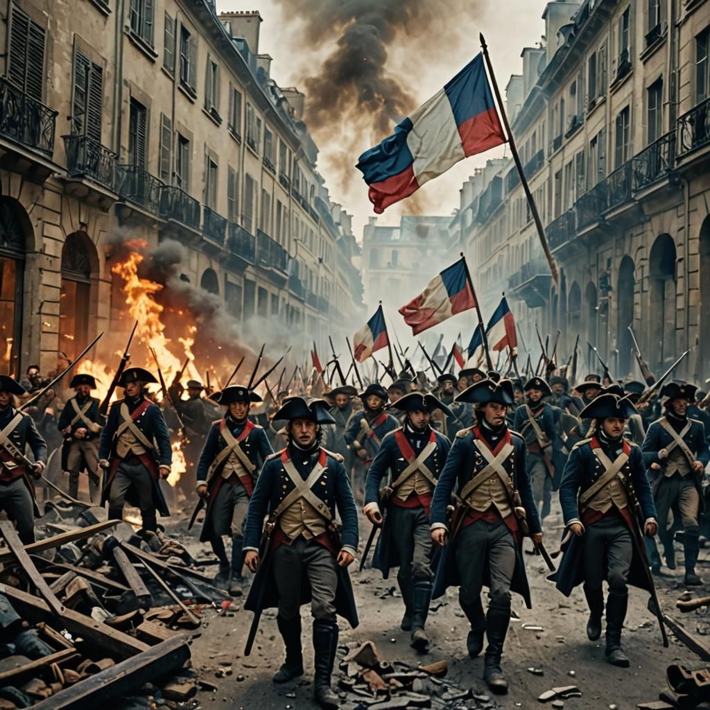 Epic French Revolution Battle Scene in Cinematic Style