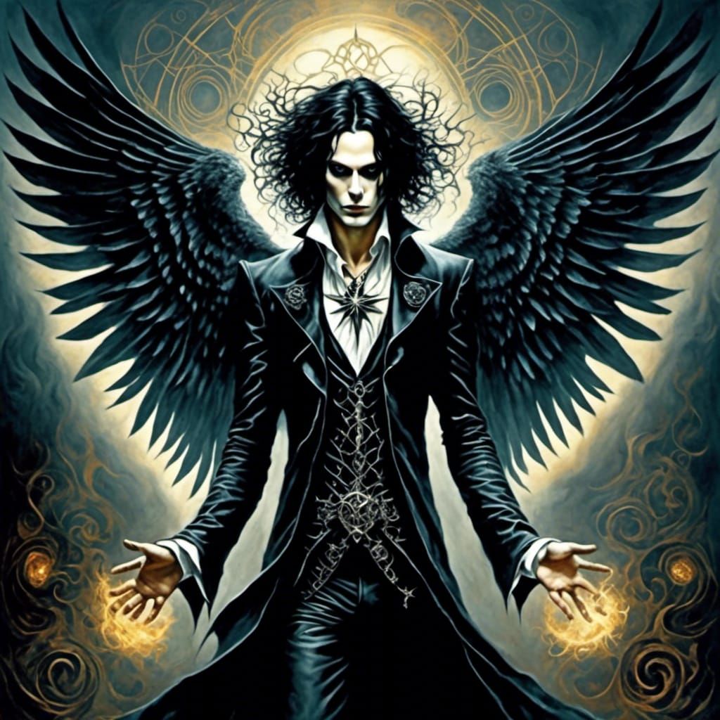 Radiant Metal Angel of Love with Burning Wings