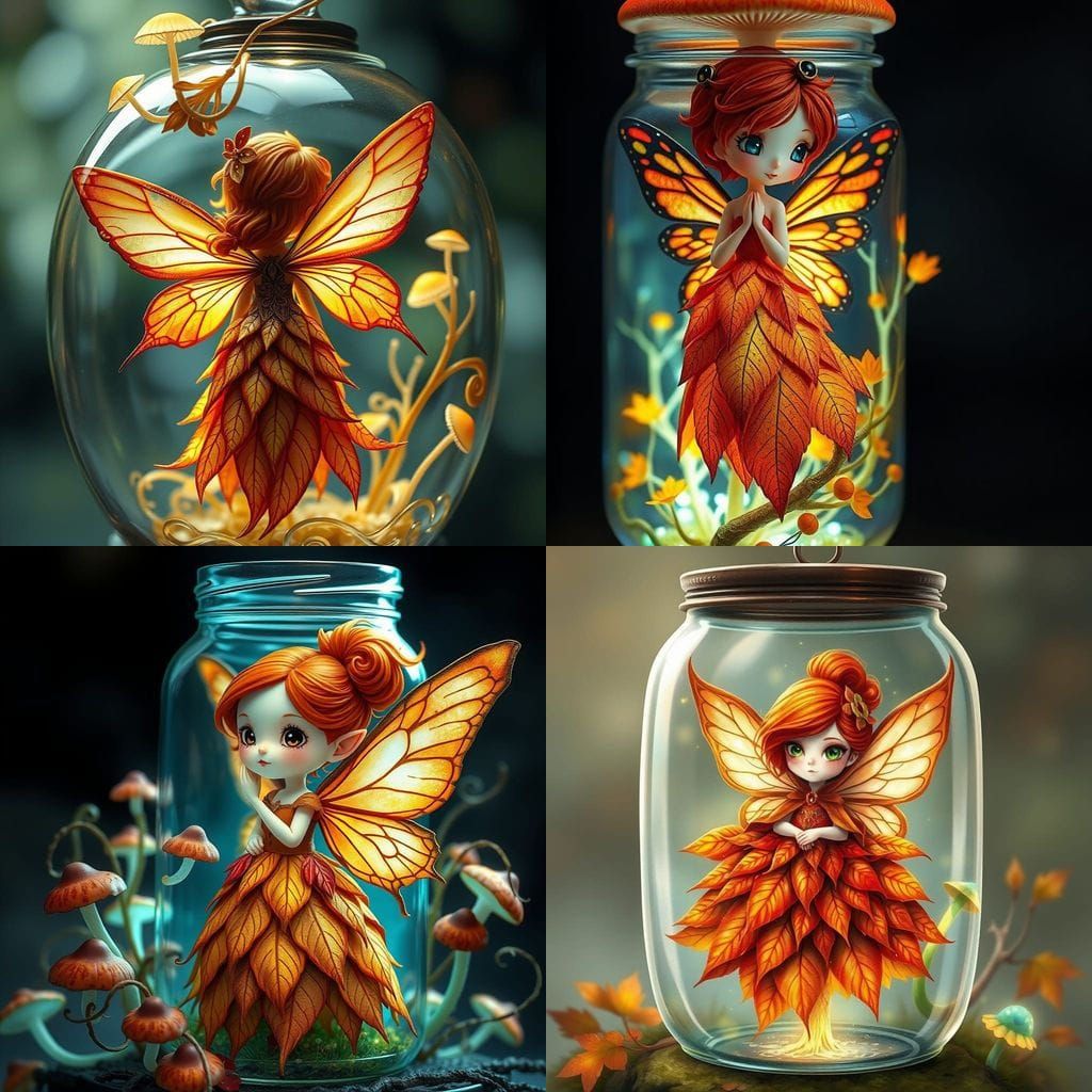 Whimsical Autumn Fairy in Luminous Leafy World