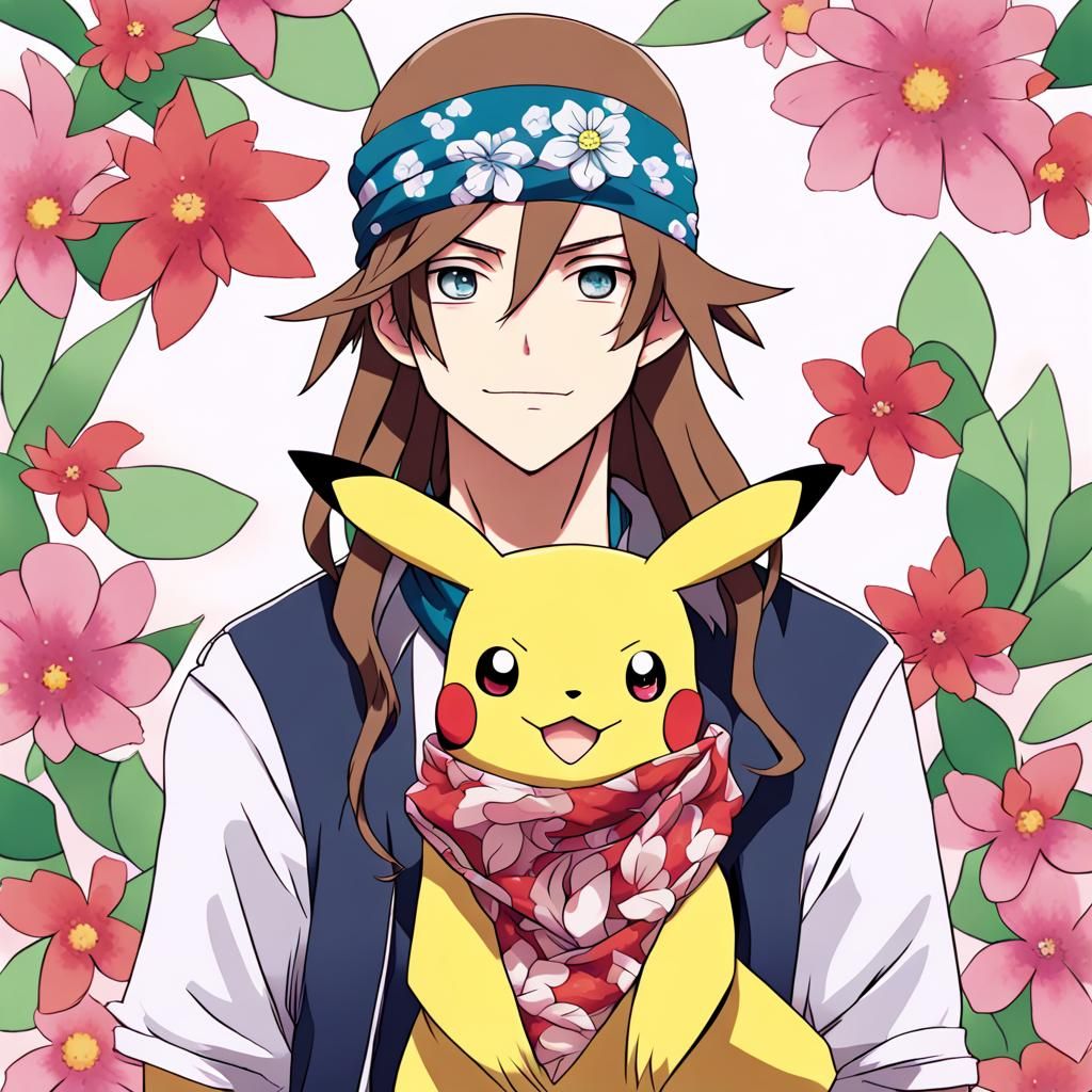 Hippie Pokemon Trainer in Anime Style