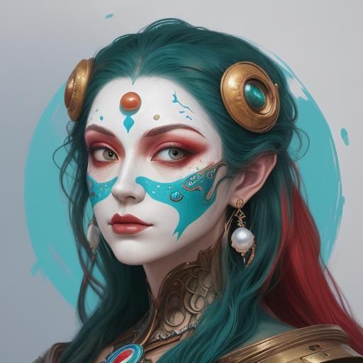 Masked Woman in Pop Surrealist Style