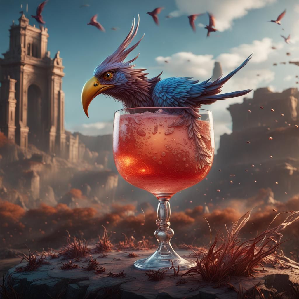 Fantastical Cocktail Bird in Battlefield Concept Art