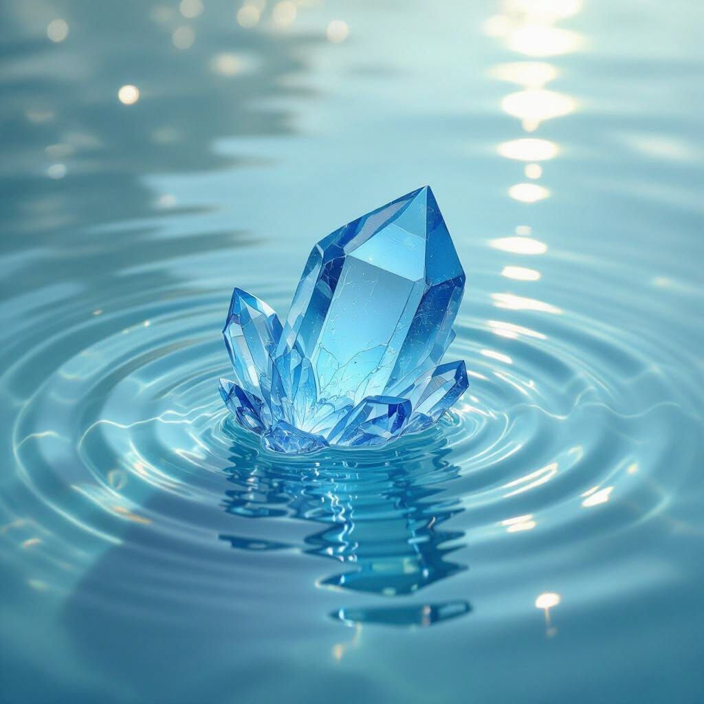 Ethereal Blue Crystal Floating in Water