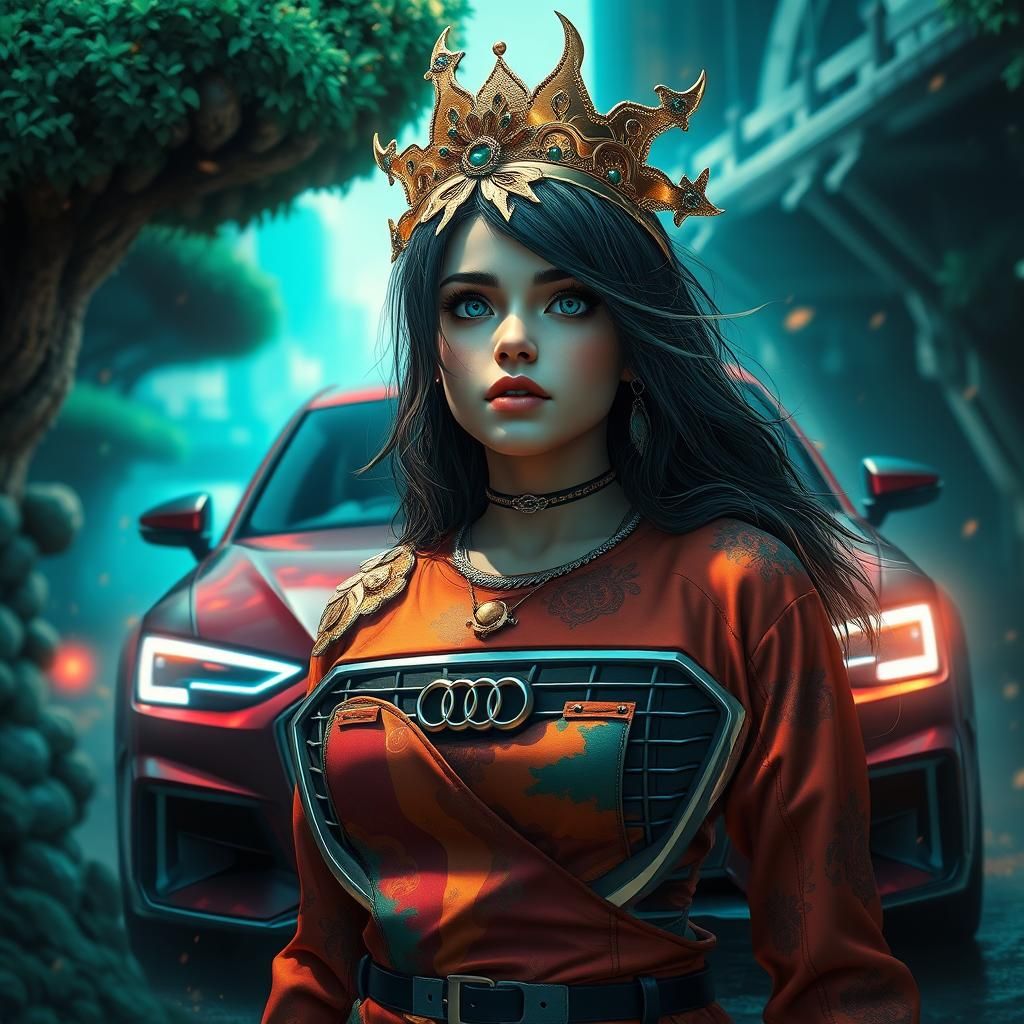 Fantastical Audi Girl in Vibrant Matte Painting Style