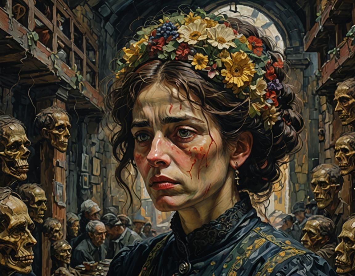 Sorrowful Woman in Expressionist Matte Painting