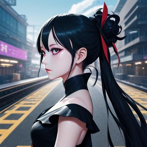 Black Swan from Honkai Star Rail as Anime Art