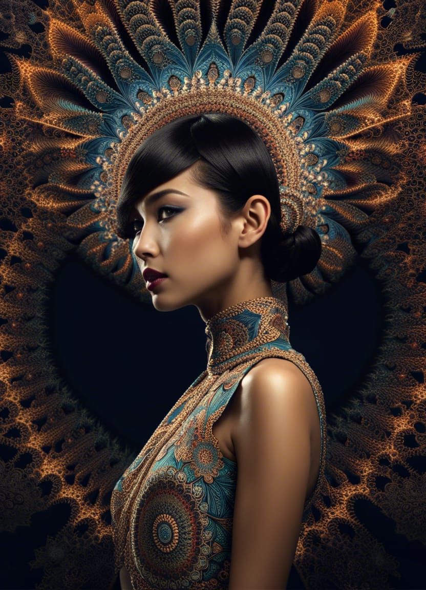 Fractal Fashion: Thai Model in 1920s Style