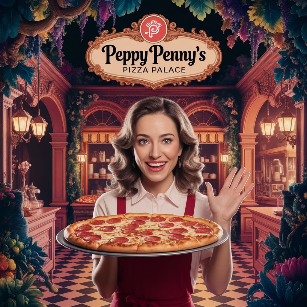 Peppy Penny's Pizza Palace Logo in Matte Painting