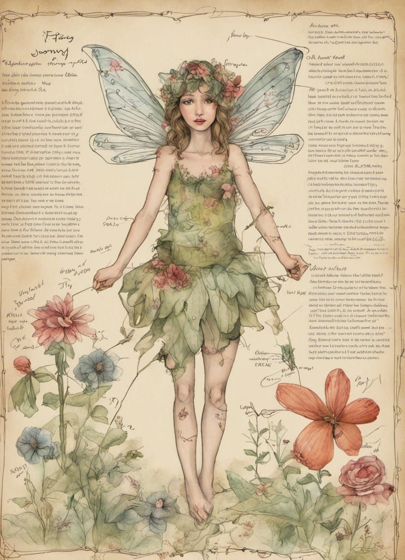 Fairy Field Journal Page with Anatomy Diagram