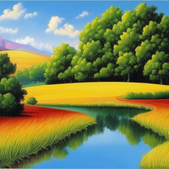 Galactic Impressionist Landscape in Synthwave Style