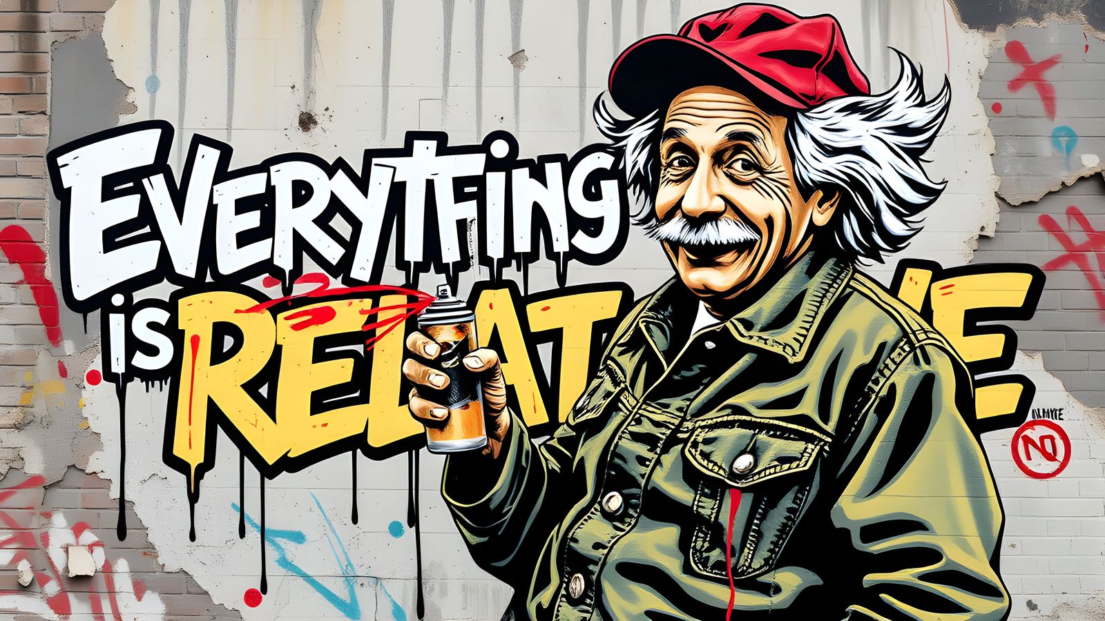 Einstein Graffiti Street Art: Relativity Explained