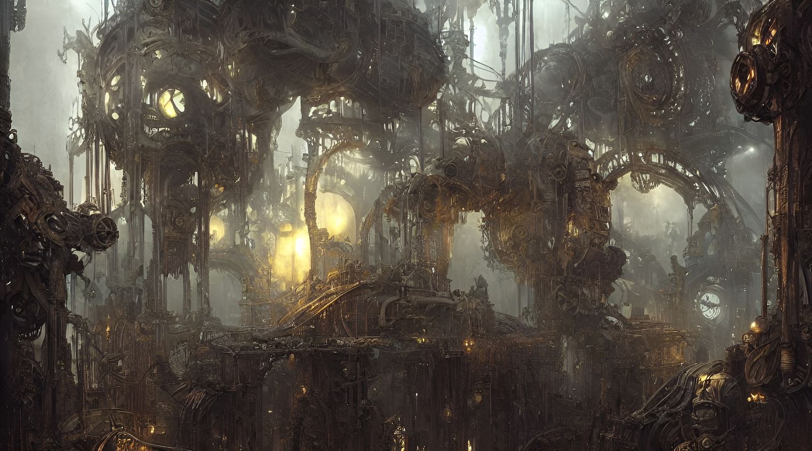 Mechanical Fantasy Landscape in Sci-Fi Style