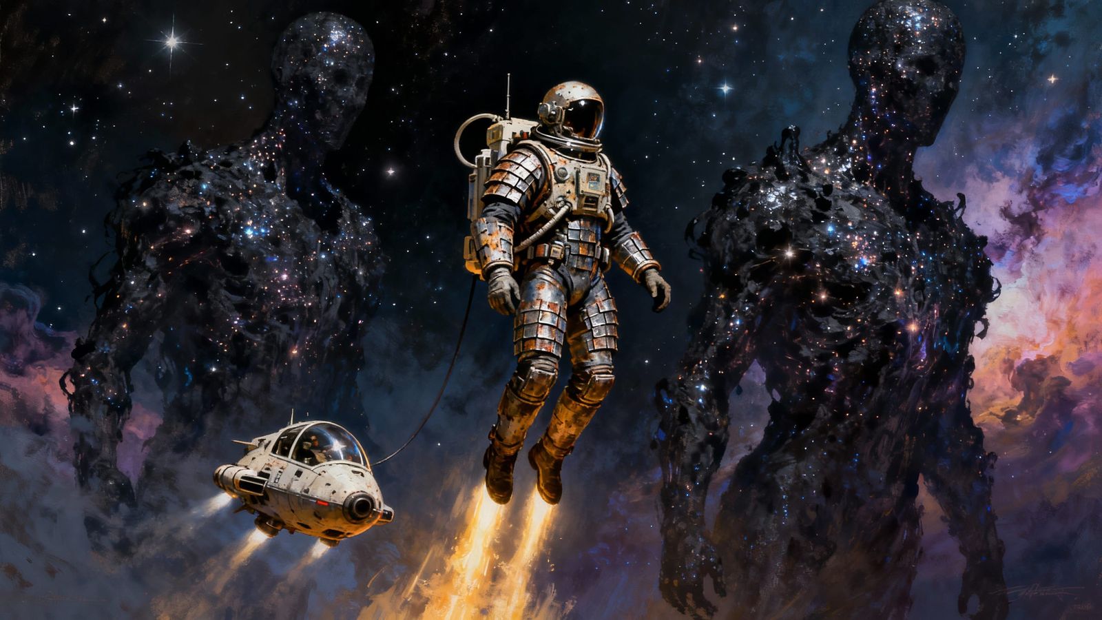 Cosmic Voyage: Spaceship Captain Views Dark Energy Giants