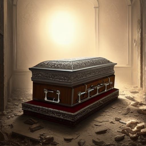 Ornate Casket in Palace Tomb, Digital Art