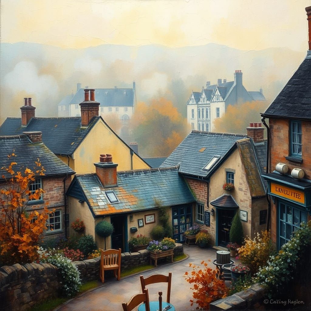 Welsh Farm in Autumn as Impasto Painting