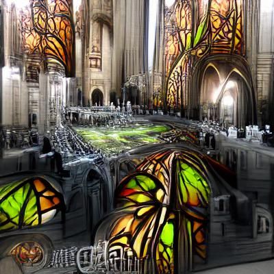 Epic Spooky Stained Glass Cathedral Matte Painting