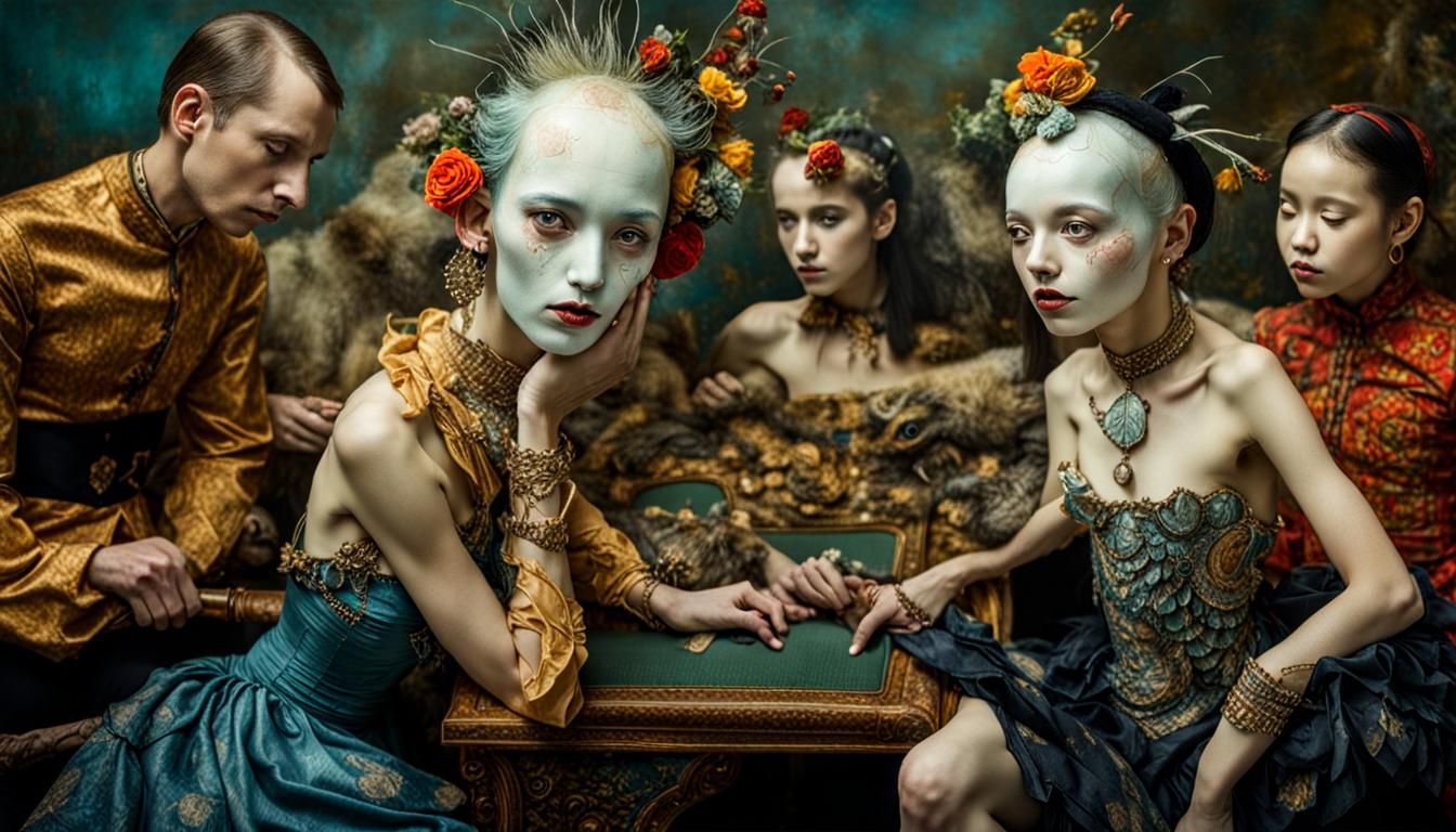 Surreal Restaurant Scene with Exotic Aliens, Photorealistic ...