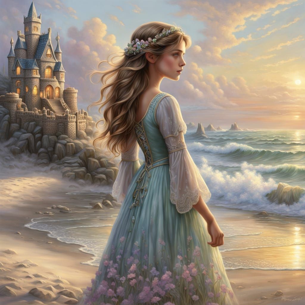 Whimsical Beach Scene in Soft Focus