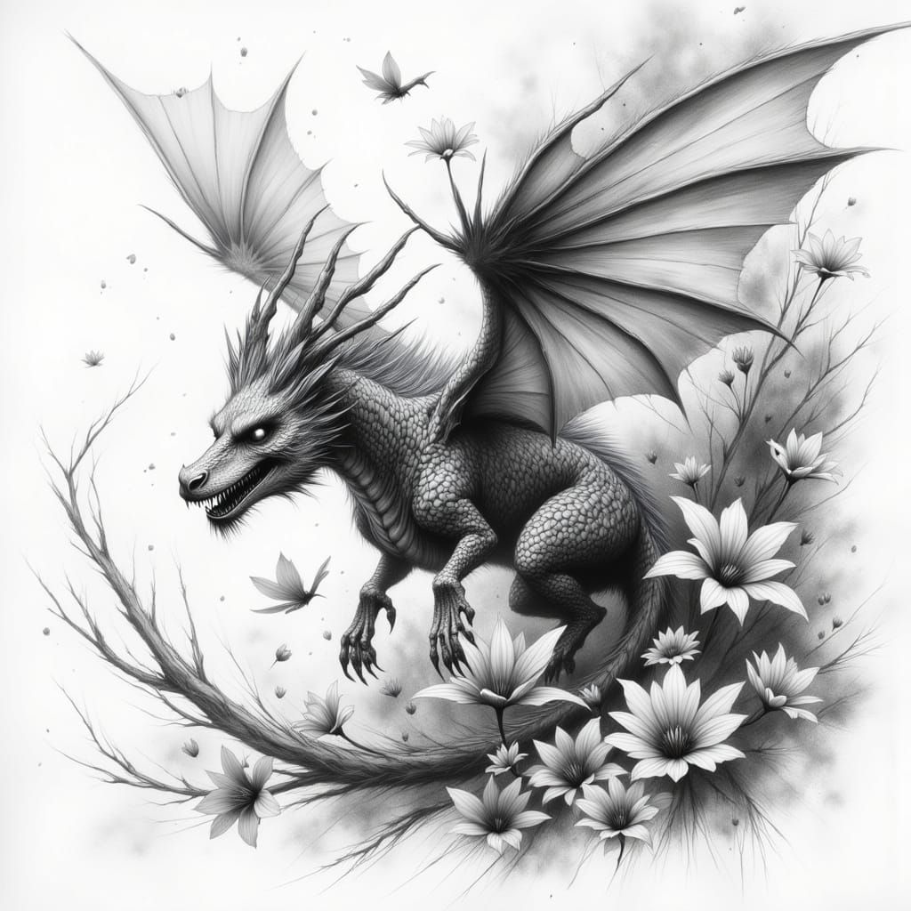 Dragon & flowers