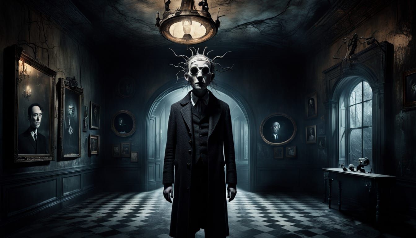 Ethereal Figure Emerges from Shadows in Dark Surrealist Art