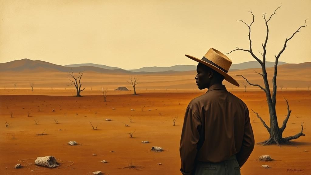 Poignant Colonial Era Plantation Scene in Egg Tempera