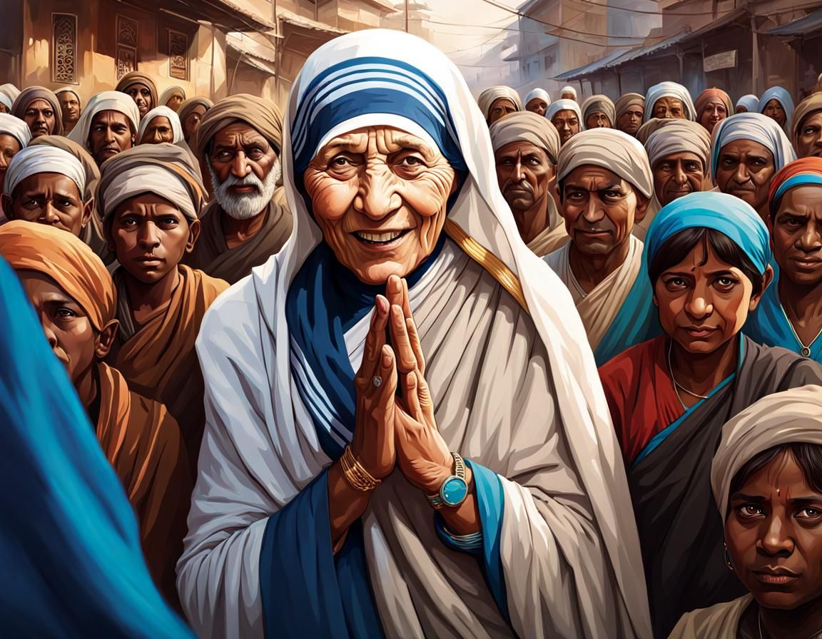 Mother Theresa Portrait in Dynamic Lighting