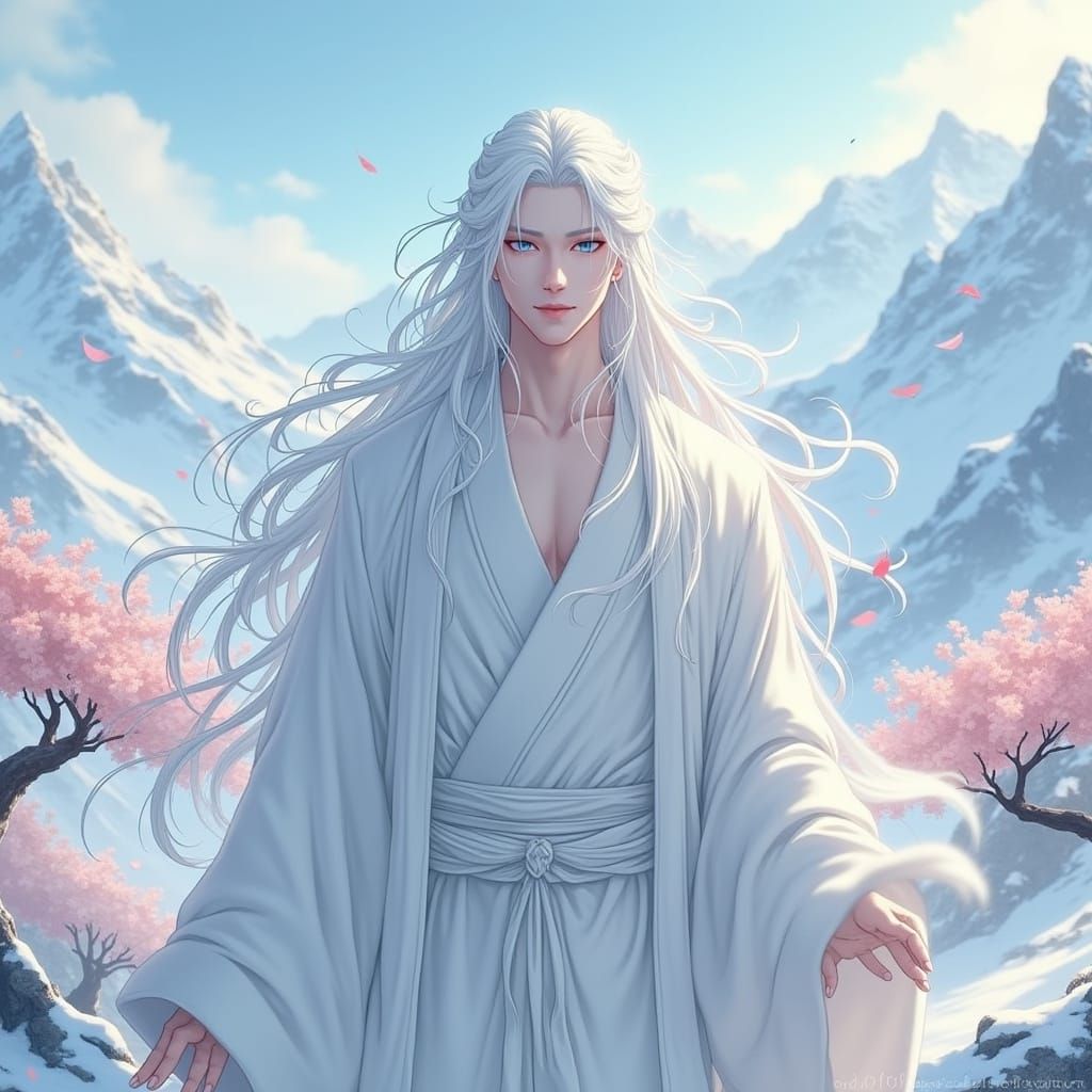 Ethereal Snowbound Knight in Long White Robes