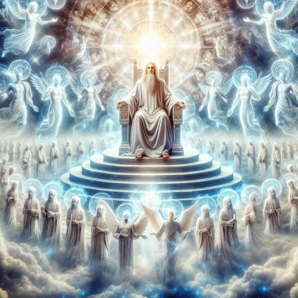 Celestial Religious Figure Enthroned in Divine Light