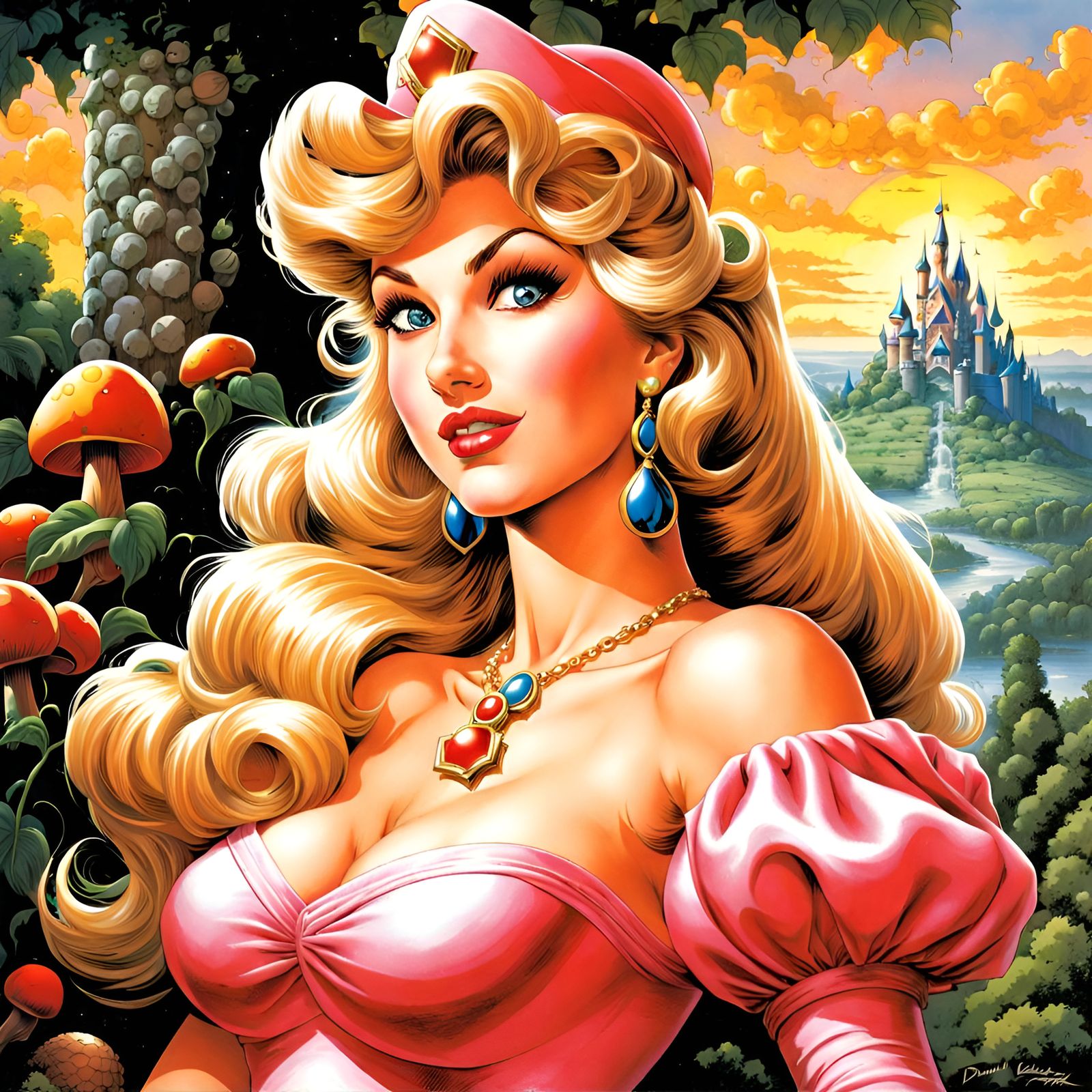 Princess Peach in Comic Book Art Style