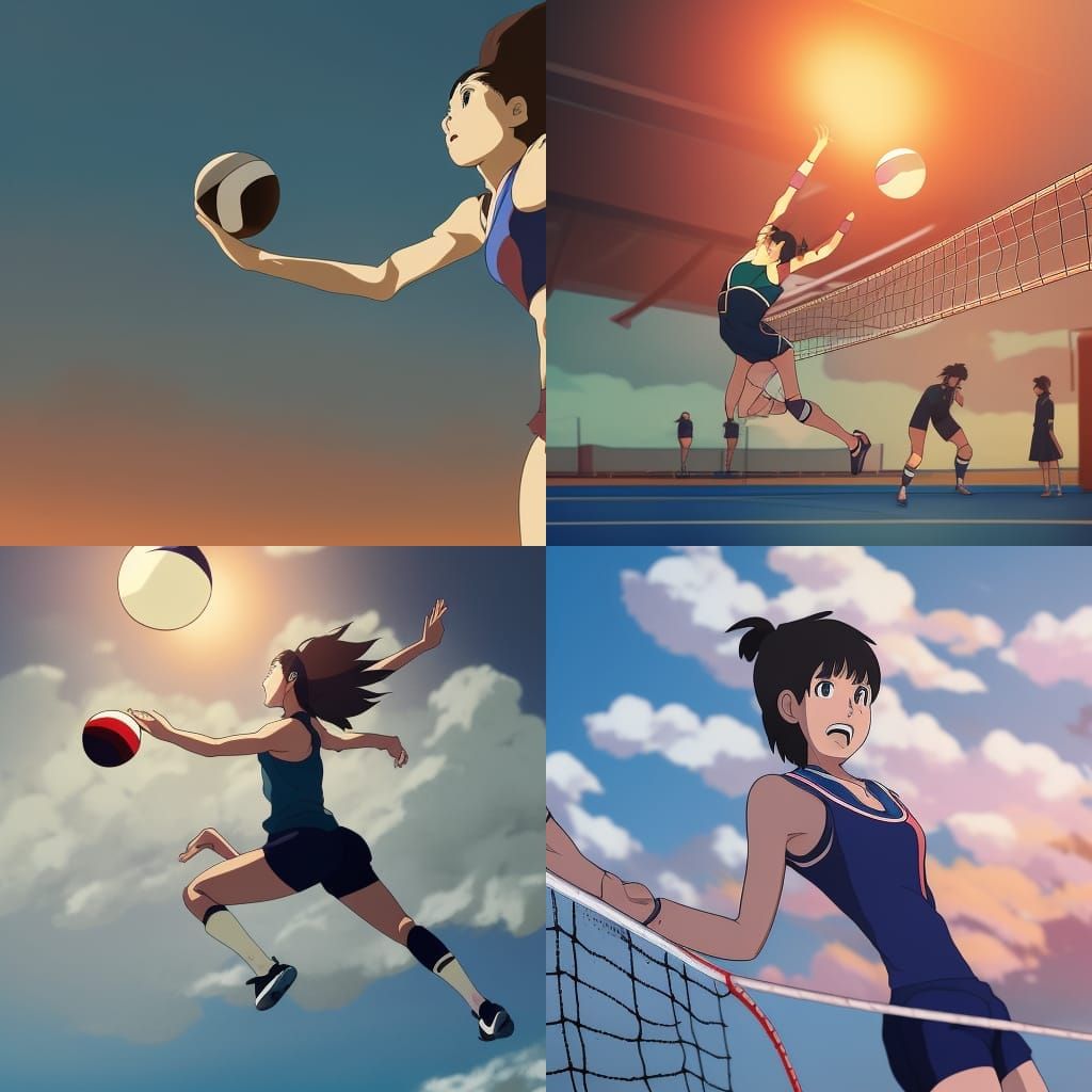 Anime Volleyball Player in Studio Ghibli Style