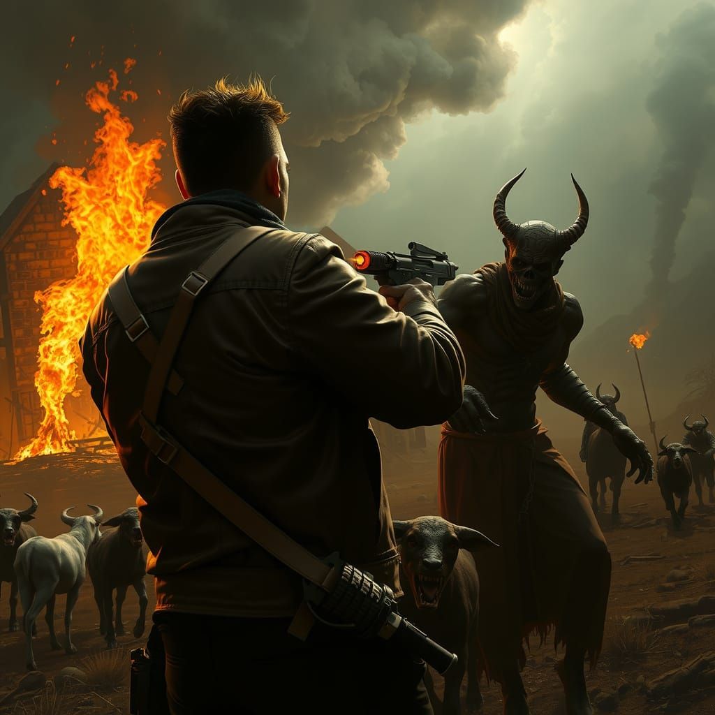 Agent Faces Corrupted Villagers in Apocalyptic Medieval Vill...